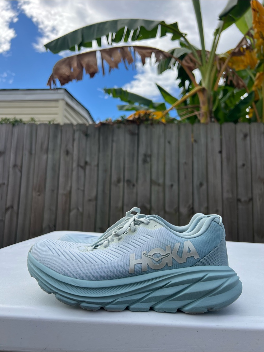 Women’s Hoka Rincon 3 Light Blue Lace-Up Cushioned Sneaker size 7